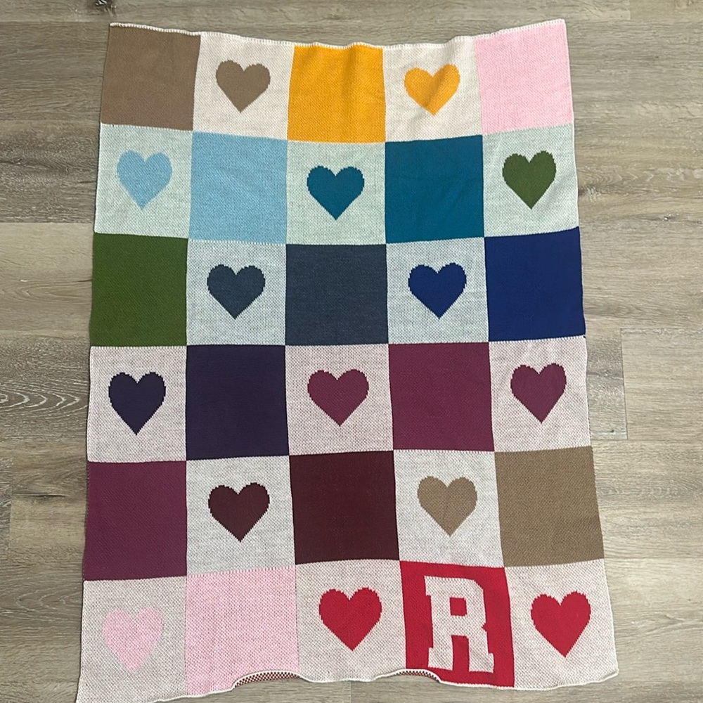 BaubleBar • Wrapped in Love custom throw blanket with initial R